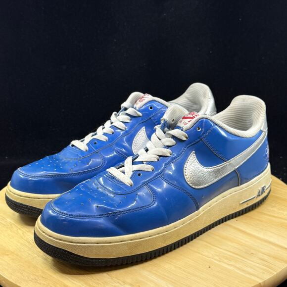 Nike Air Force 1 Shoes Mens Size 11 Blue Silver Texas Basketball Patent Leather main image 7